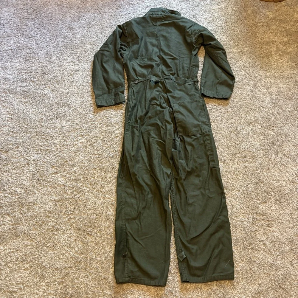 US Military Army OD Green 100% Cotton Sateen Coveralls Size Small 1982